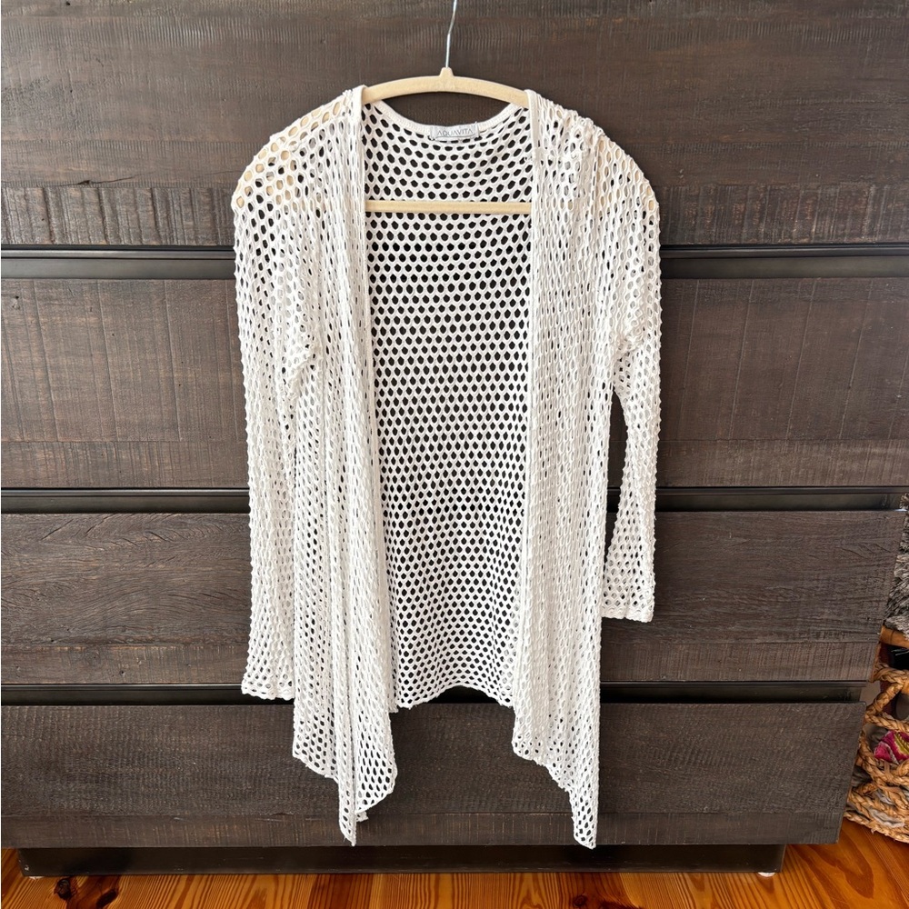 Aquavita White Open-Knit cardigan